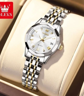 OLEVS 9931 NEW Ladies Date Silver Gold White