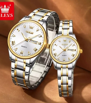 OLEVS 563 Couple Silver Gold White