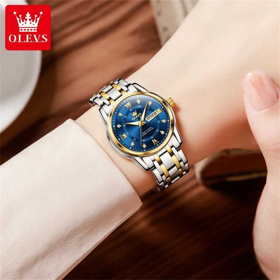 OLEVS 5513 Women Silver Gold Blue