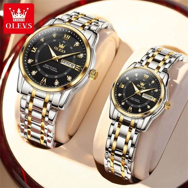 OLEVS 5513 Couple Silver Gold Black