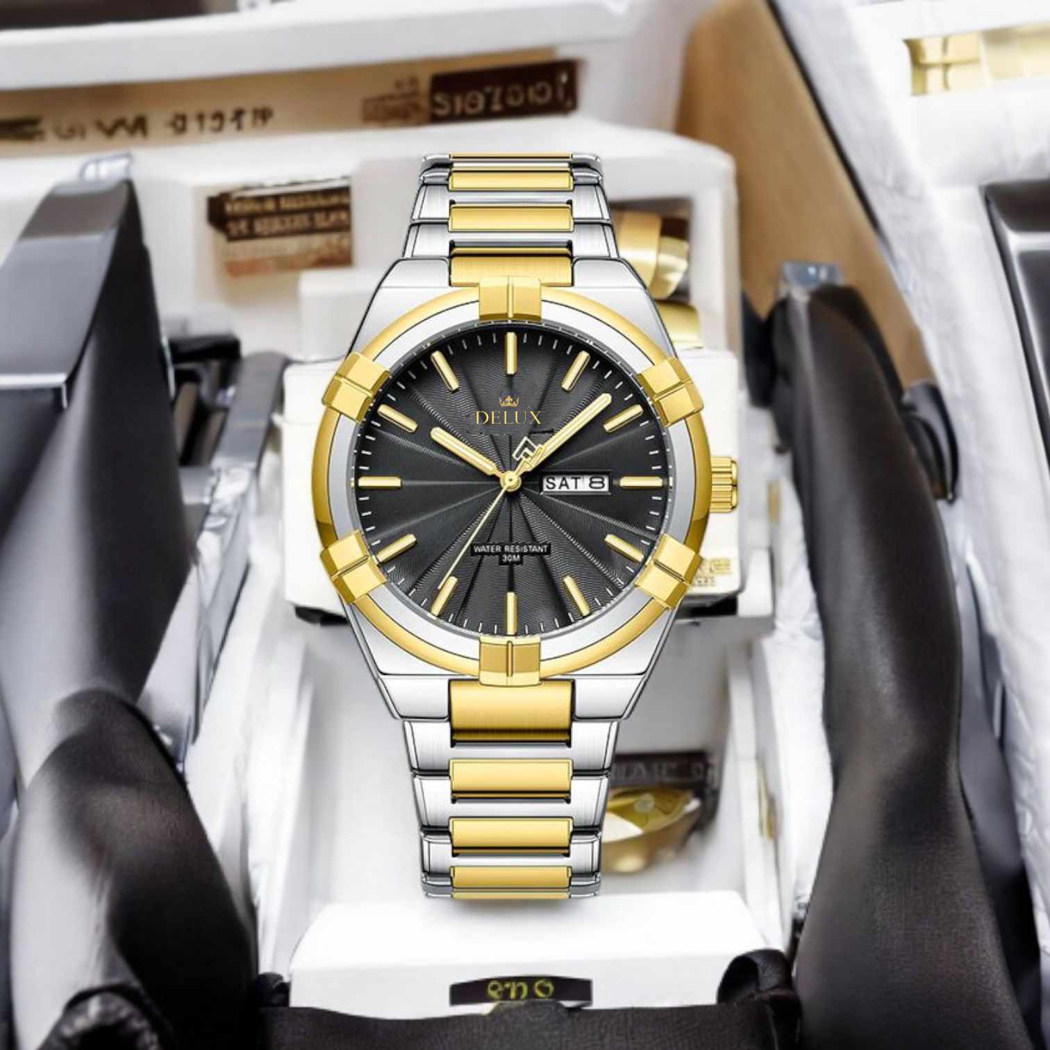 DELUX 9218 silver gold black