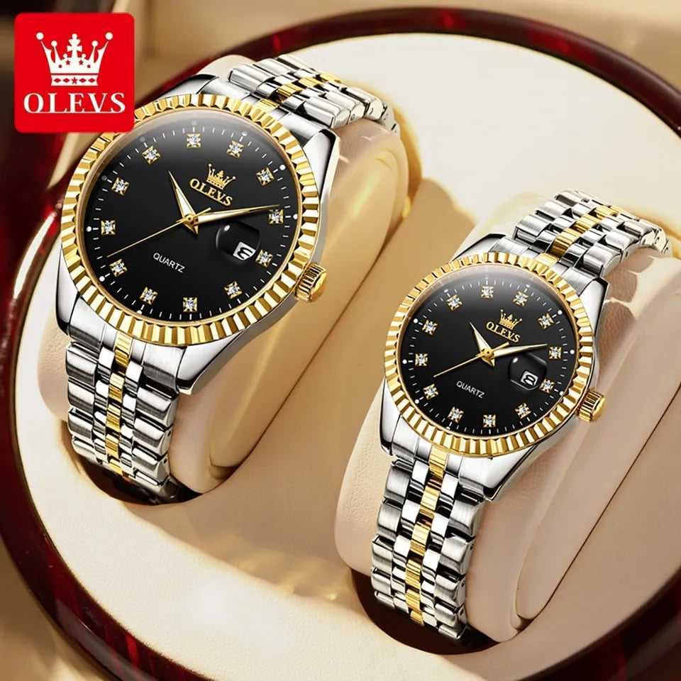 OLEVS 5526 Couple Silver Gold Black