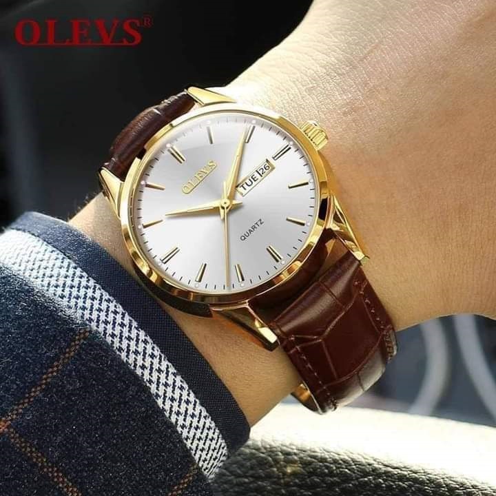 OLEVS 6898 NEW Mens Coffee Gold White